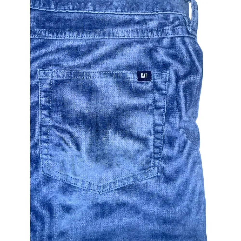Gap Blue Corduroy Shorts Women’s 16 Frayed Hem Mid Rise Stretch coastal grandma